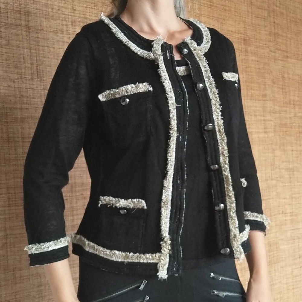 PER SE linen silk cardigan S M